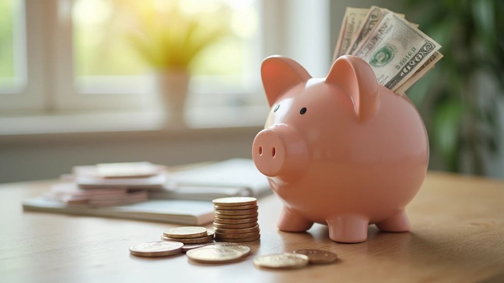 Профессиональное изображение копилки и денежных купюр, символизирующих накопления