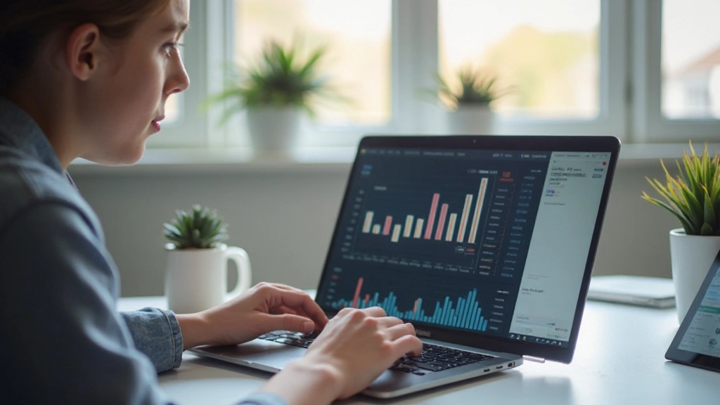 Молодой инвестор изучает инвестиционные возможности на ноутбуке