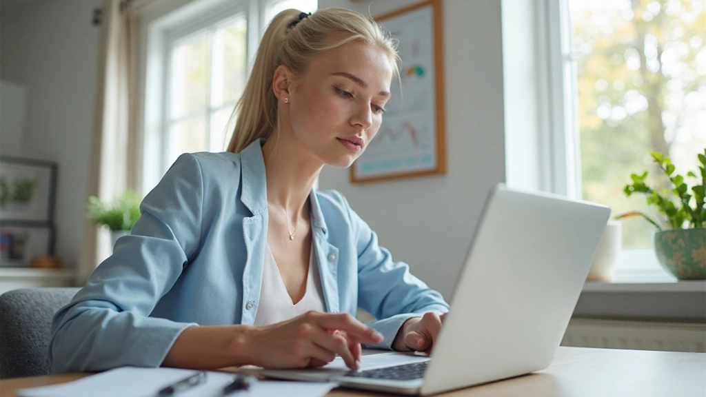 Женщина ведет учет расходов в приложении на смартфоне